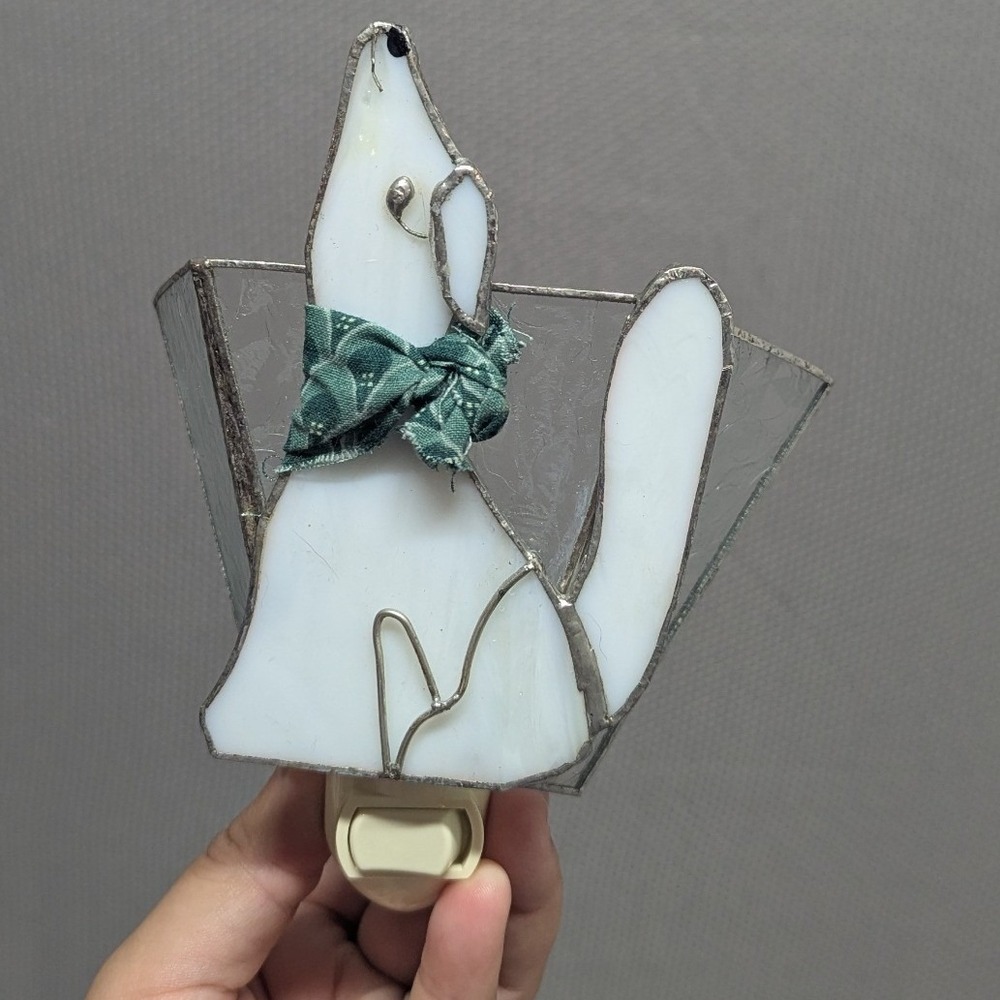 VTG Stained Glass Howling Coyote/Wolf Night Light Handcrafted Western Native